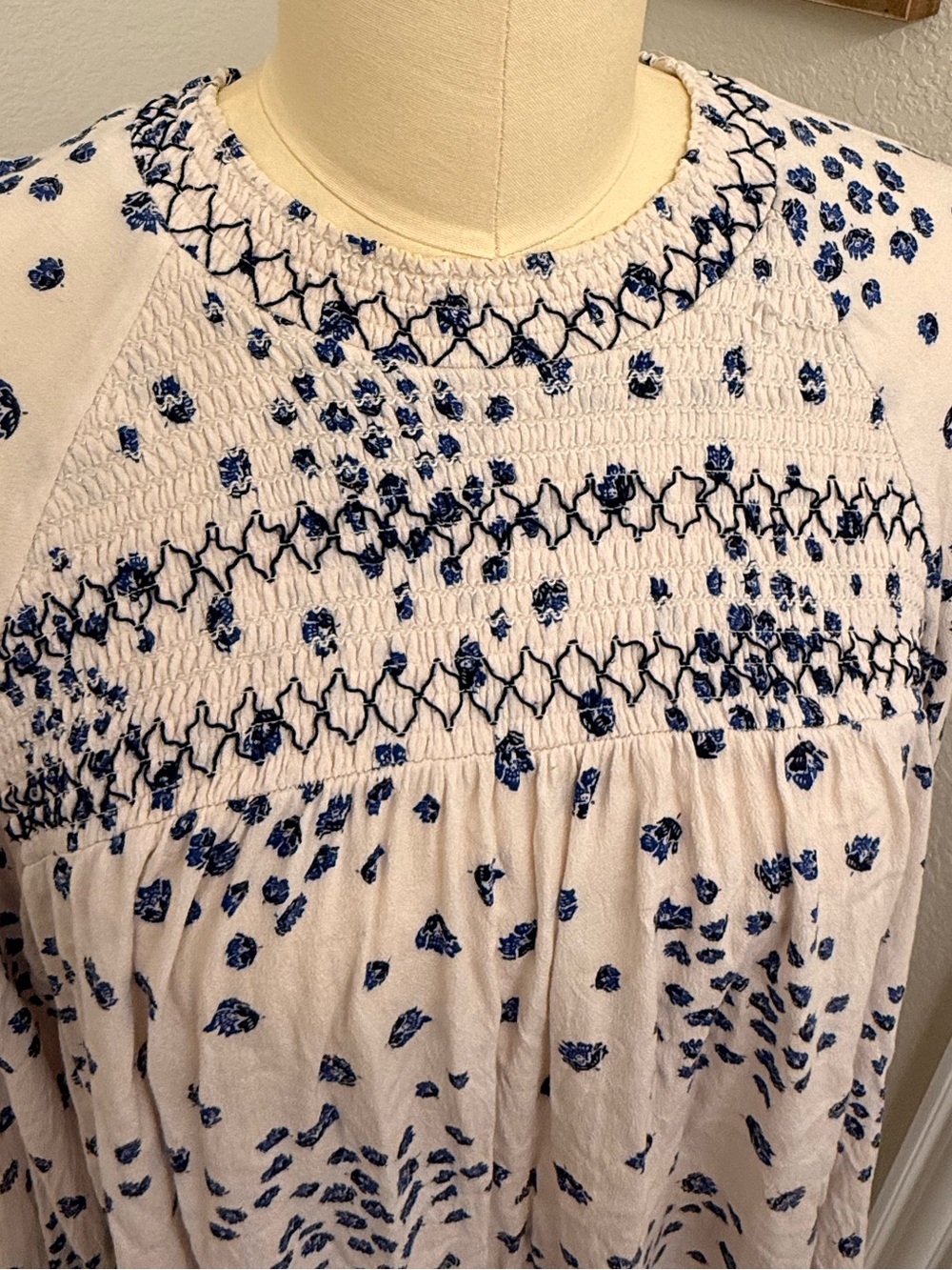 Free People Smocked tunic mini dress oversized sz XL - Picture 3 of 10